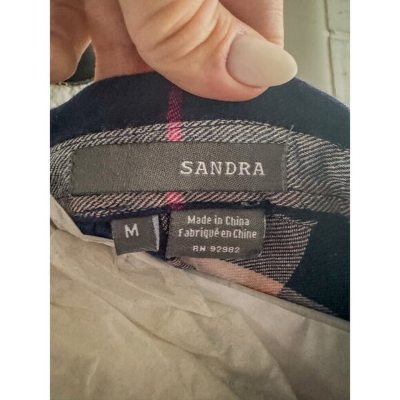 Sandra Ingrish Hunter Plaid Long-sleeve Button-down Shirt Women Blue M - Picture 2 of 13